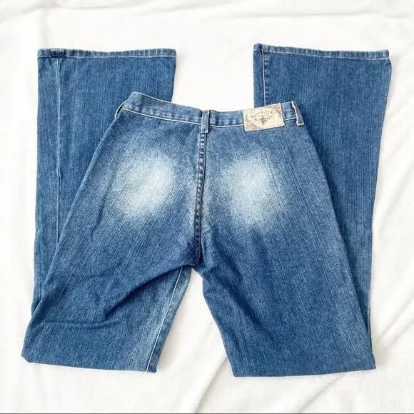 Bella Dahl flare jeans blue denim size 26 pocket whiskering washed revolve - Picture 4 of 8